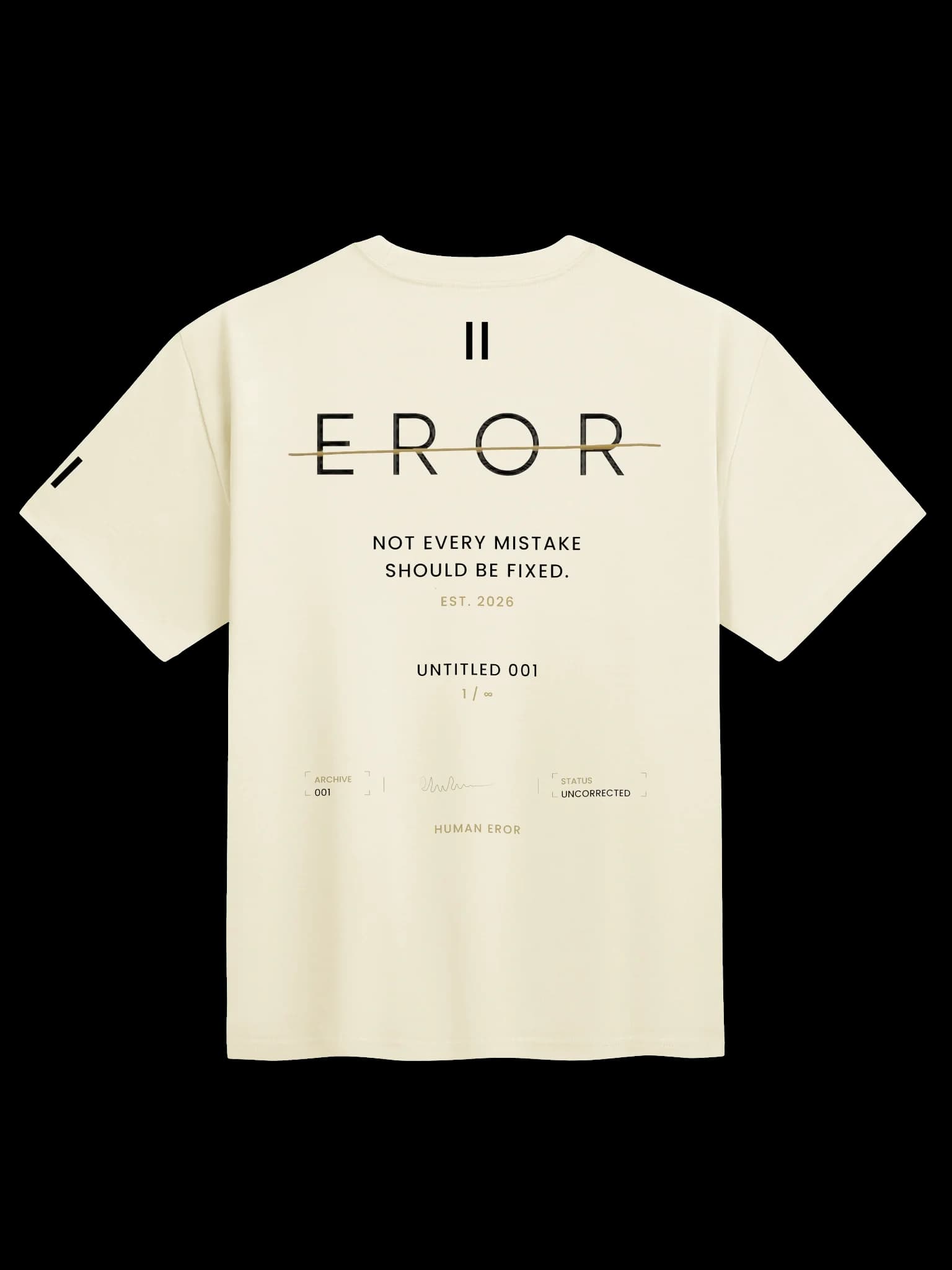 HUMAN EROR UNTITLED 001 — The First Eror Tee / Men’s Edition — Light Form — heavyweight streetwear t-shirt back graphic